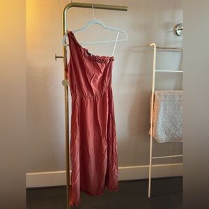 Orange One-Shoulder Sleeveless Sundress for Cocktail